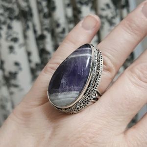 New Amethyst Lace 925 Silver Statement Ring.
